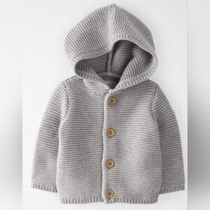 Carter's Little Planet Organic Cotton Signature Stitch Gray Cardigan